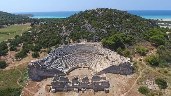 Old Historical Stone Amphitheater of Ancient Civilization City Before Christ