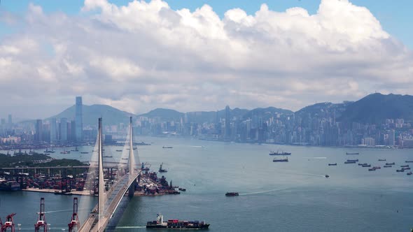 Cityscape Hong Kong City with Famous Stonecutters Bridge