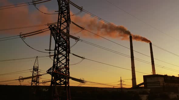 High voltage electric tower line. High voltage electric transmission pylon towers