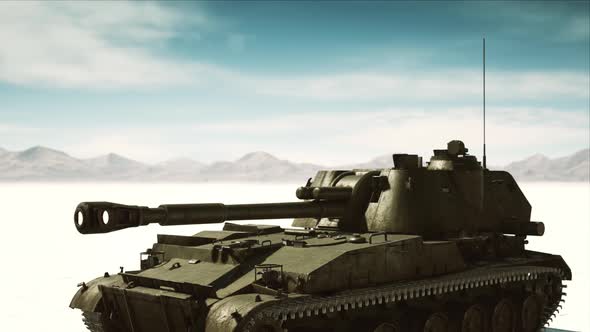 Military Tank in the White Desert