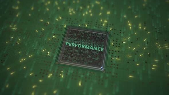 Computer Chip and Board with PERFORMANCE Text