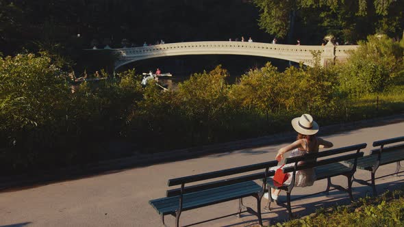 Young girl on a bench