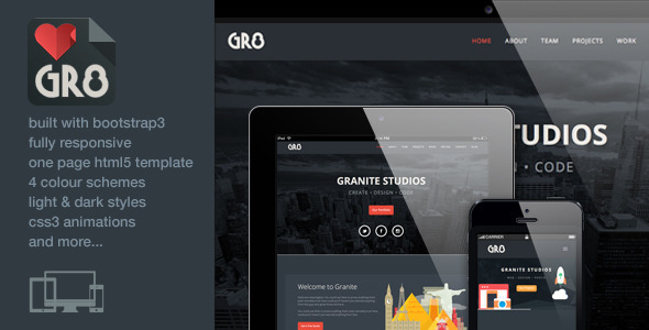 Granite - One Page Responsive Bootstrap3 Template 