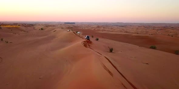 3 Cars on the Desert (4k by Drone)