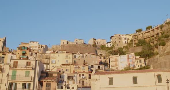 View of Scilla beach at sunset. Calabria Italy