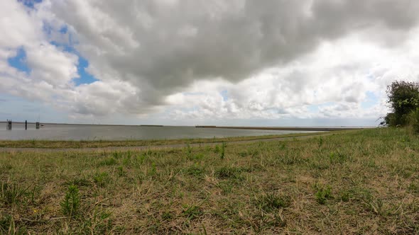 Timelapse of the Langeoog Harbor with a ship leaving