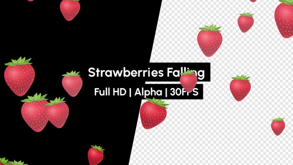 Strawberries Falling With Alpha