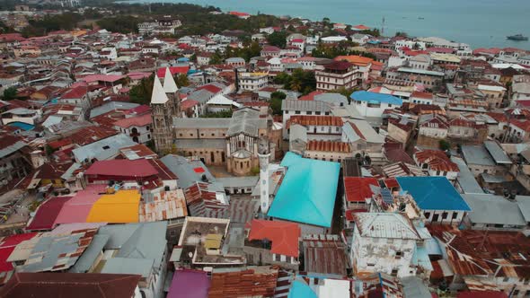 Aerial view of Zanzibar Island in Tanzania.