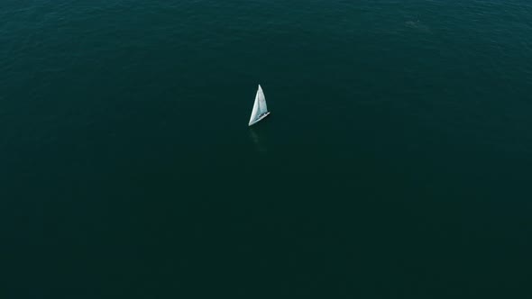 4k Aerial view of the boat, yacht sailing on this island, Summer vibes