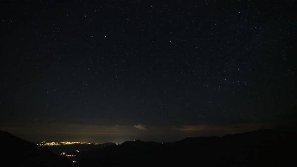 8K City Lights Under The Starry Sky in Night