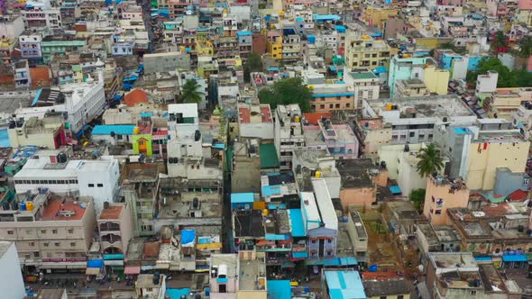 Flying over congested urban area in Bangalore India