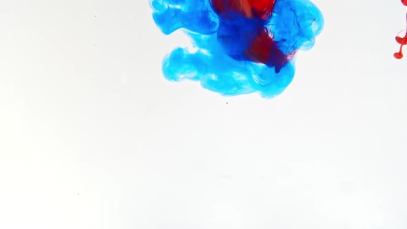 Color Ink in Water on White Background