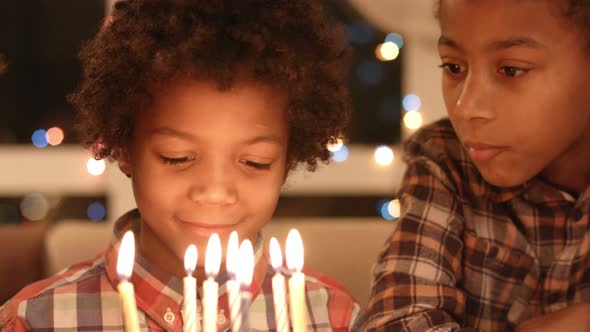 Black Children with Birthday Cake.