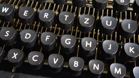 Vintage typewriter keys closeup.