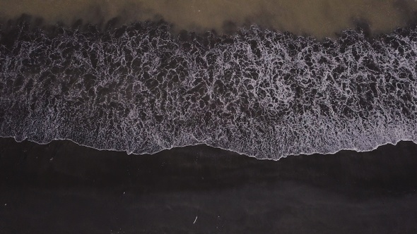 ASMR Waves Along Black Sand Beach