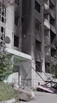 Vertical Video of a House Destroyed By the War in Ukraine