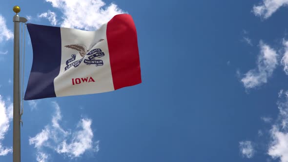 Iowa State Flag (Usa) On Flagpole