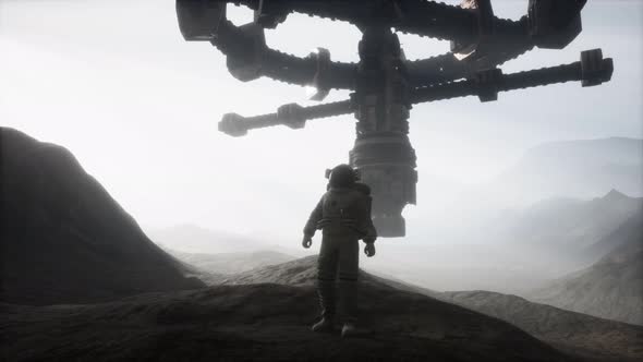 Astronaut on Another Planet with Dust and Fog alt