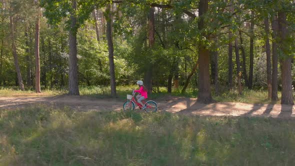 Little Girl On Bike And Forest