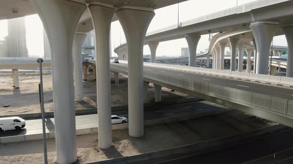 Modern Architecture Massive Multi Level Intersection with Lots of Traffic