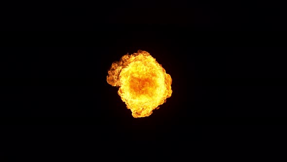 Super Slow Motion Shot of Fireball Explosion Towards the Camera Isolated on Black at 1000Fps