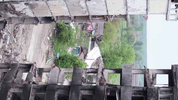 Vertical Video of War in Ukraine  Destroyed House