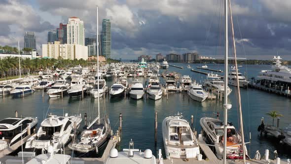  Aerial Drone Flight Above the Maritime Port in the Miami Harbor, Florida alt