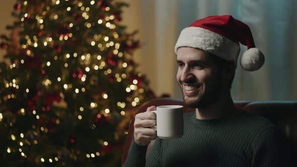 guy with cup in Christmas mood