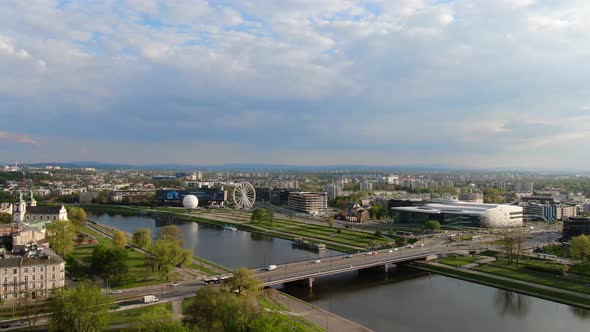 Aerial view of Krakow, Cracow city in Poland, Polska, Europe