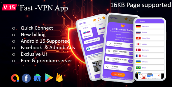 Fast-Pro VPN App | VPN Unblock Proxy | VPN In App Purchase | High Secure VPN | Admob Ads