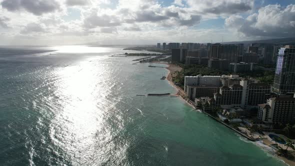 Waikiki Beach Stunning Aerial Drone 4 K