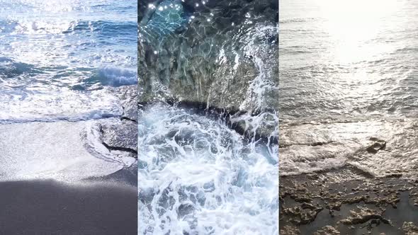 Three in One Vertical Video of the Sea Near the Shore