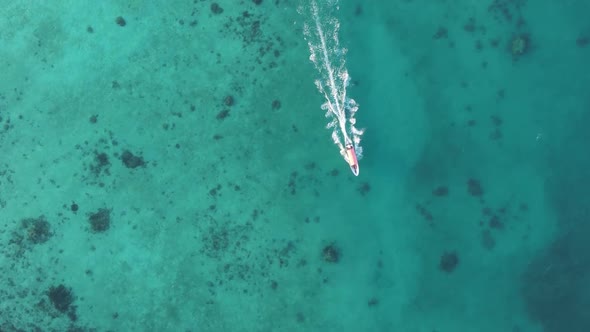 Tanzania Vertical Video  Boat Boats in the Ocean Near the Coast of Zanzibar Aerial View