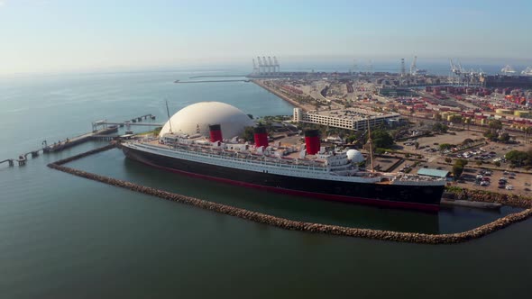 Beautiful View of RMS Queen Mary Ocean Liner in Long Beach Los Angeles