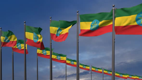 The Ethiopia A Flags Waving In The Wind   - 2K