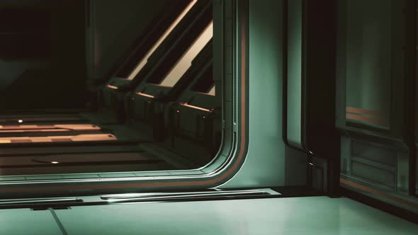 Realistic Futuristic Scifi Spaceship Corridor