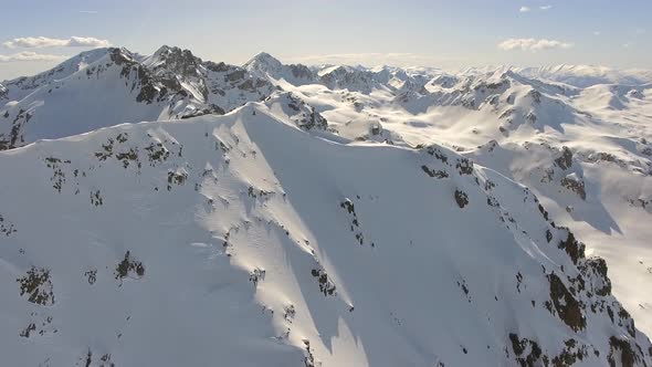 Fly Over Sharpen High Mountain Peak