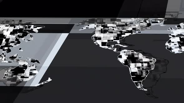 Background Black White Earth Map Technology Animation