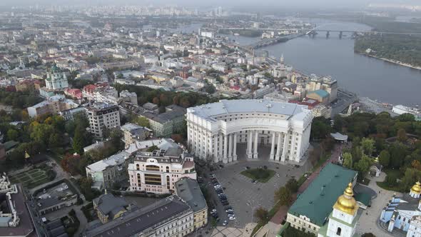 Cityscape of Kyiv, Ukraine. Aerial View, Slow Motion