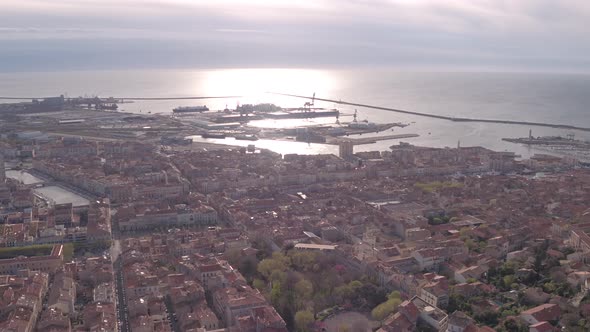 Aerial view of Sete in the sunlight