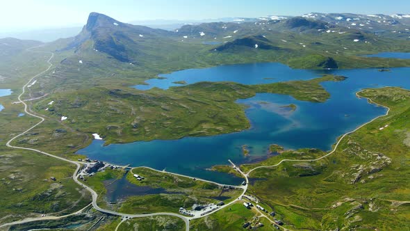 Panorama of Jotunheimen National Park in Norway, Synshorn Mountain