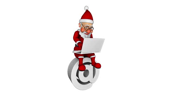 Cartoon 3D Santa Email  Looped on White