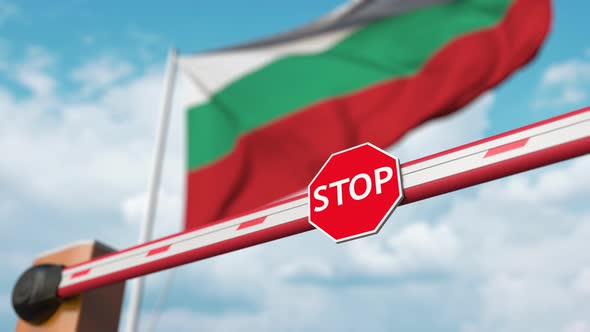 Open Boom Gate on the Bulgarian Flag Background