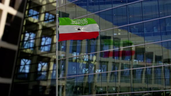 Somaliland Flag Waving On A Skyscraper Building