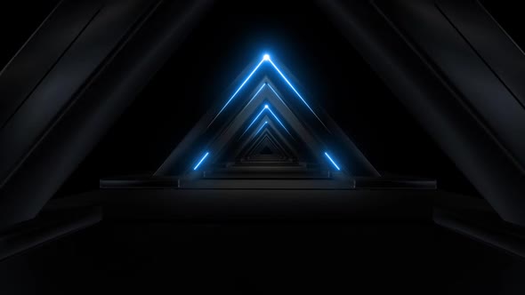 4k Colorful Triangular Neon Stroke Loop Tunnels