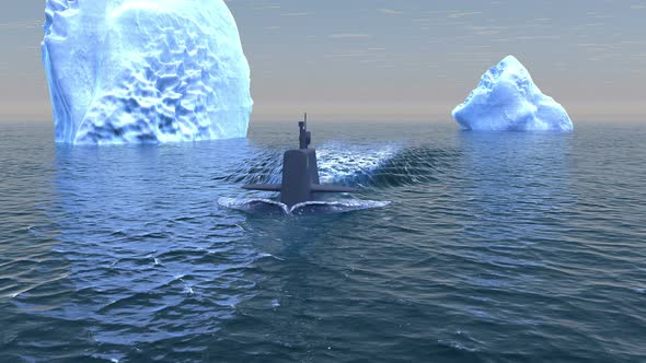 Submarine Patrolling In The Arctic 4k