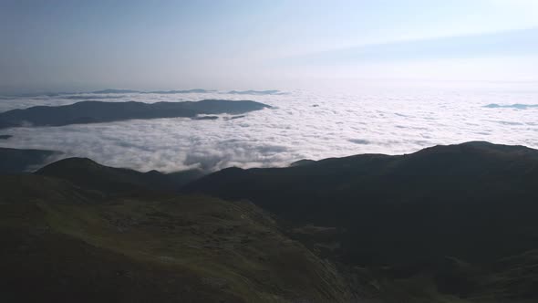 Panoramic Aerial View of Chornohora Range and Mount Pop Ivan in Carpathians Ukraine