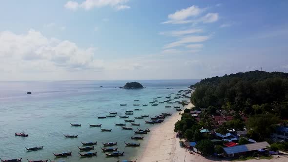 Aerial Drone View on Tropical Koh Lipe Island in Thailand Amazing Blue Water