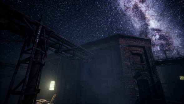 Milky Way Stars Above Abandoned Old Fatory alt