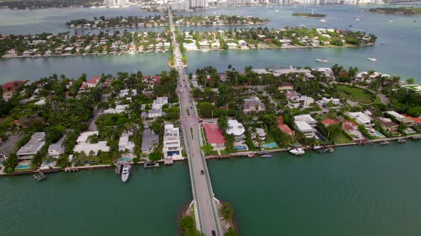 Aerial Drone Video Miami Beach Venetian Islands 4k